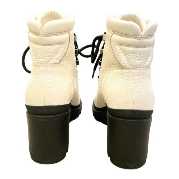 MARC FISHER Kini Ivory Leather Block Heel Bootie - Size 8.5 - Picture 3 of 7